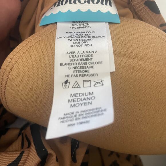 ModCloth Medium Bonita One-Piece Swimsuit Brown Animal Print Tie Side Swimwear - Picture 13 of 13